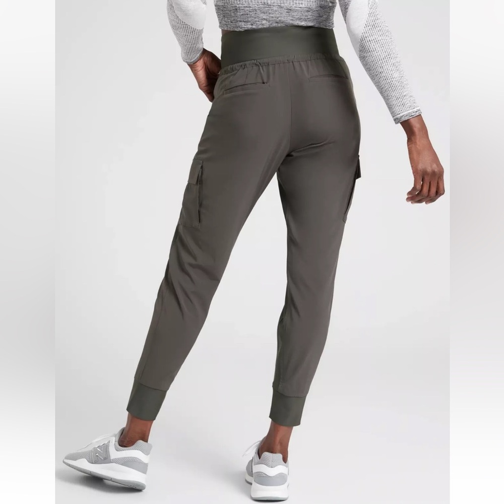 Athleta Sutton Joggers Arbor Olive Mid-Rise Cargo Style w/Adjustable Waistband - Picture 2 of 10